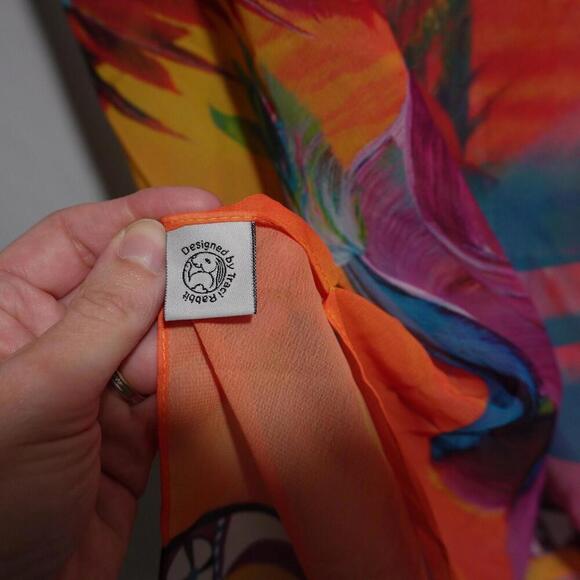 Rainbow Dance Traci Rabbit Native American Sheer Jacket Wrap Boho Art to Wear OS - Picture 3 of 5